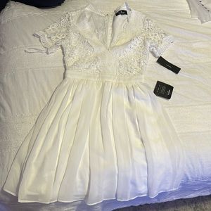 Lulus white lace and chiffon dress